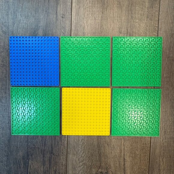 Lego Baseplates 5” Set Of 6  Green Yellow & Blue 16x16 - Picture 2 of 5